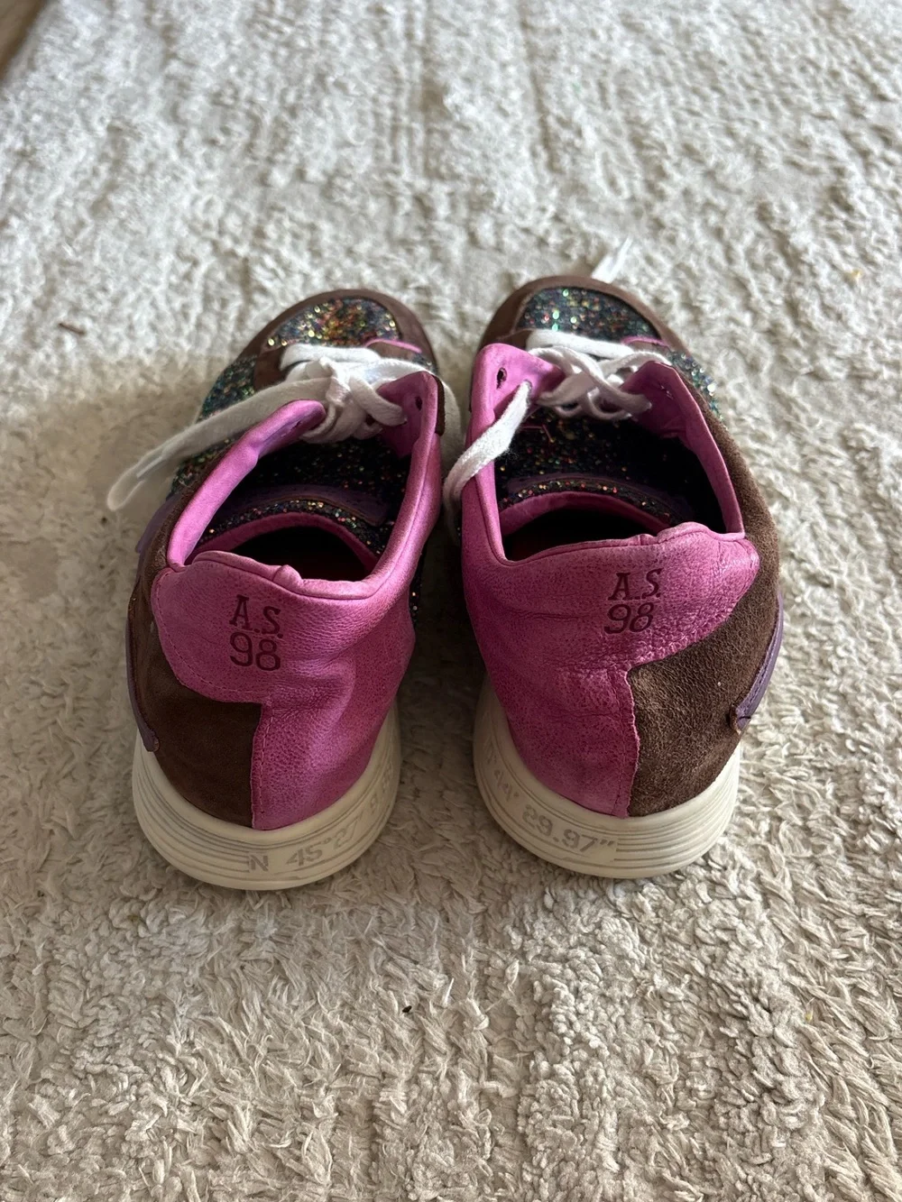 A.S.98 Brown Purple Glitter Platform Sneakers Size 38 ( US 7.5)